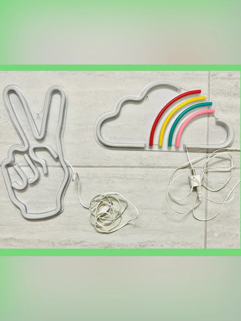 Rainbow Cloud/PEACE White LED Wall Light| MultI CLR Neon Accent.